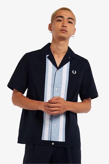 Fred Perry Raidallinen Panel Bowling Miesten Paidat Laivastonsininen | FI 1509GSOL